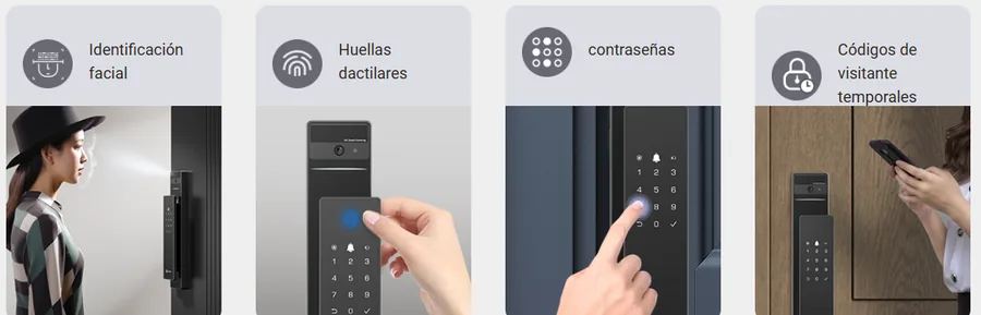 Apertura por reconocimiento facial, huella dactilar, código y código temporal